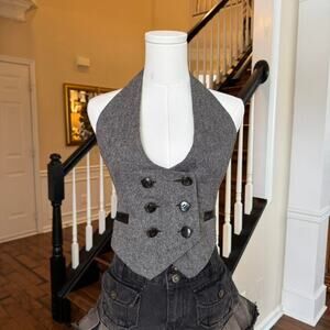 y2k gray tweed halter vest top express design studio